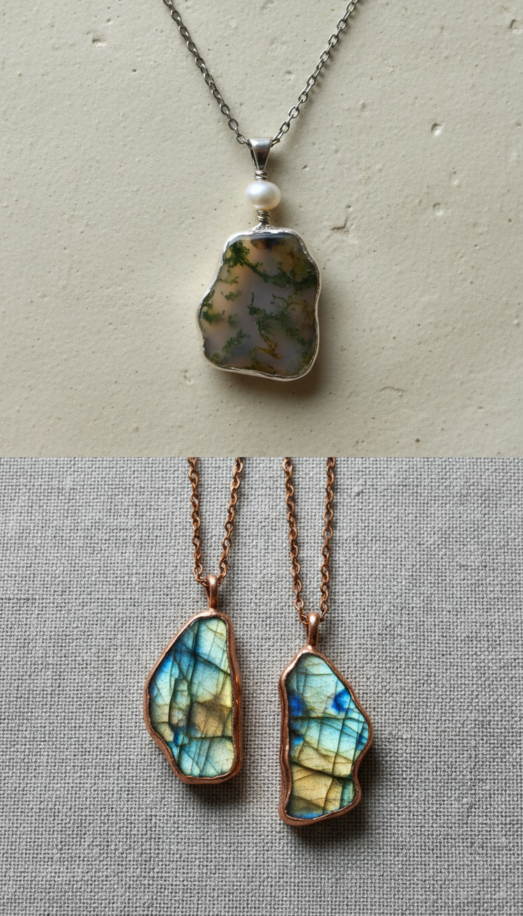 Organic-Shaped Stone Pendant Necklace