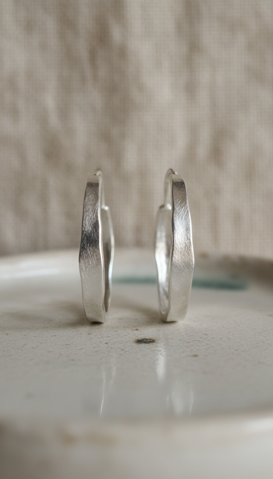 Textured Sterling Silver Hoop Earrings