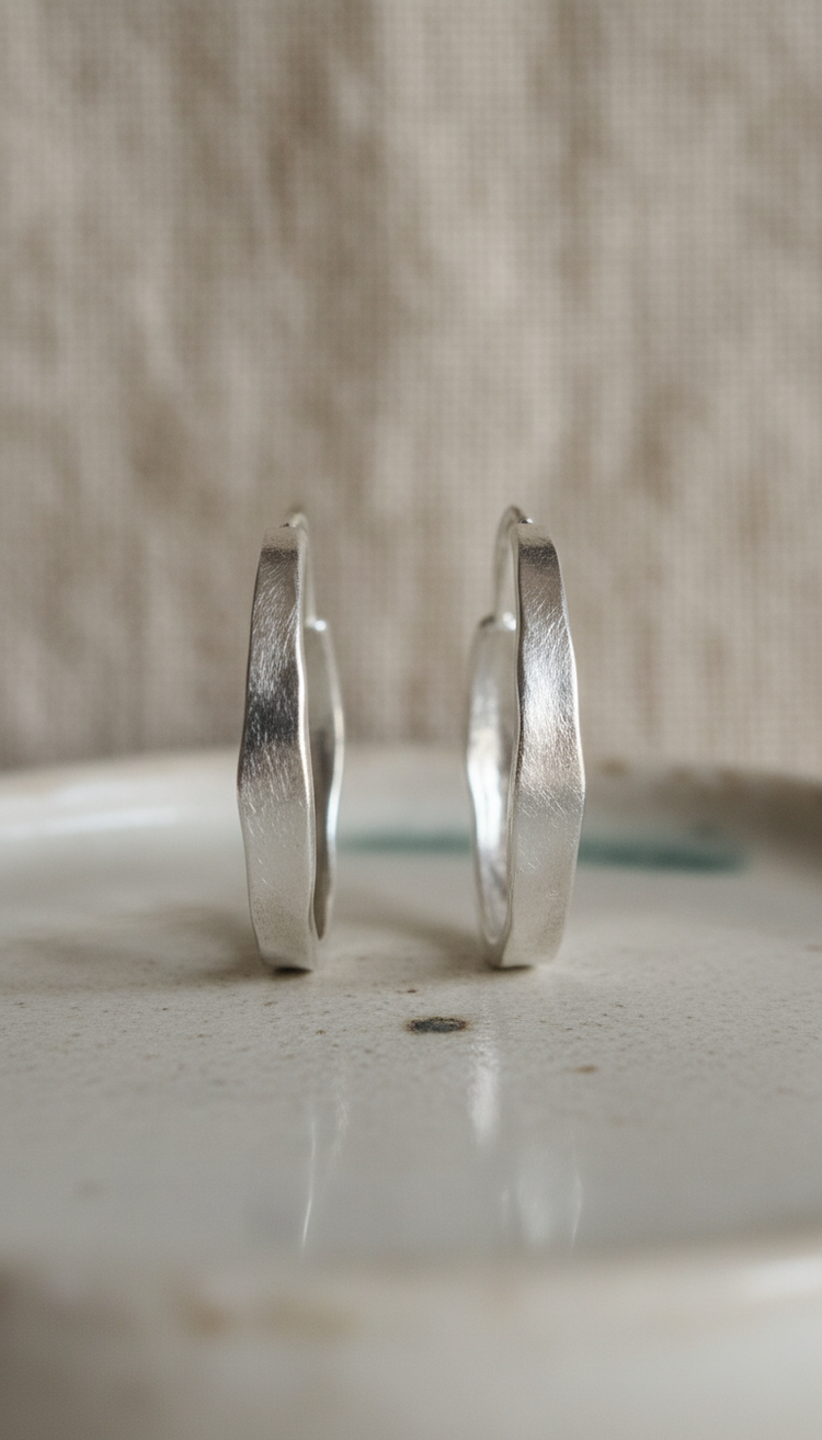 Textured Sterling Silver Hoop Earrings
