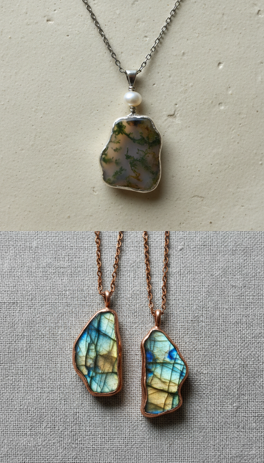 Organic-Shaped Stone Pendant Necklace